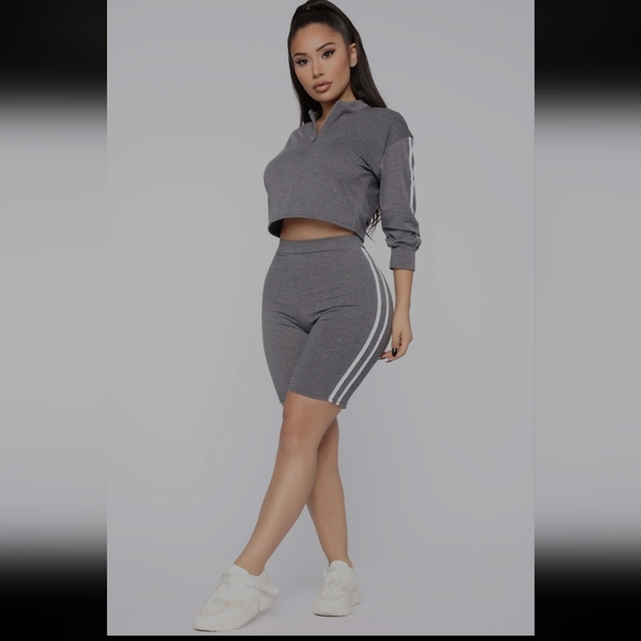 Fashion Nova Pants - Fashion Nova Here To Score Grey Active Biker Short Set S/M